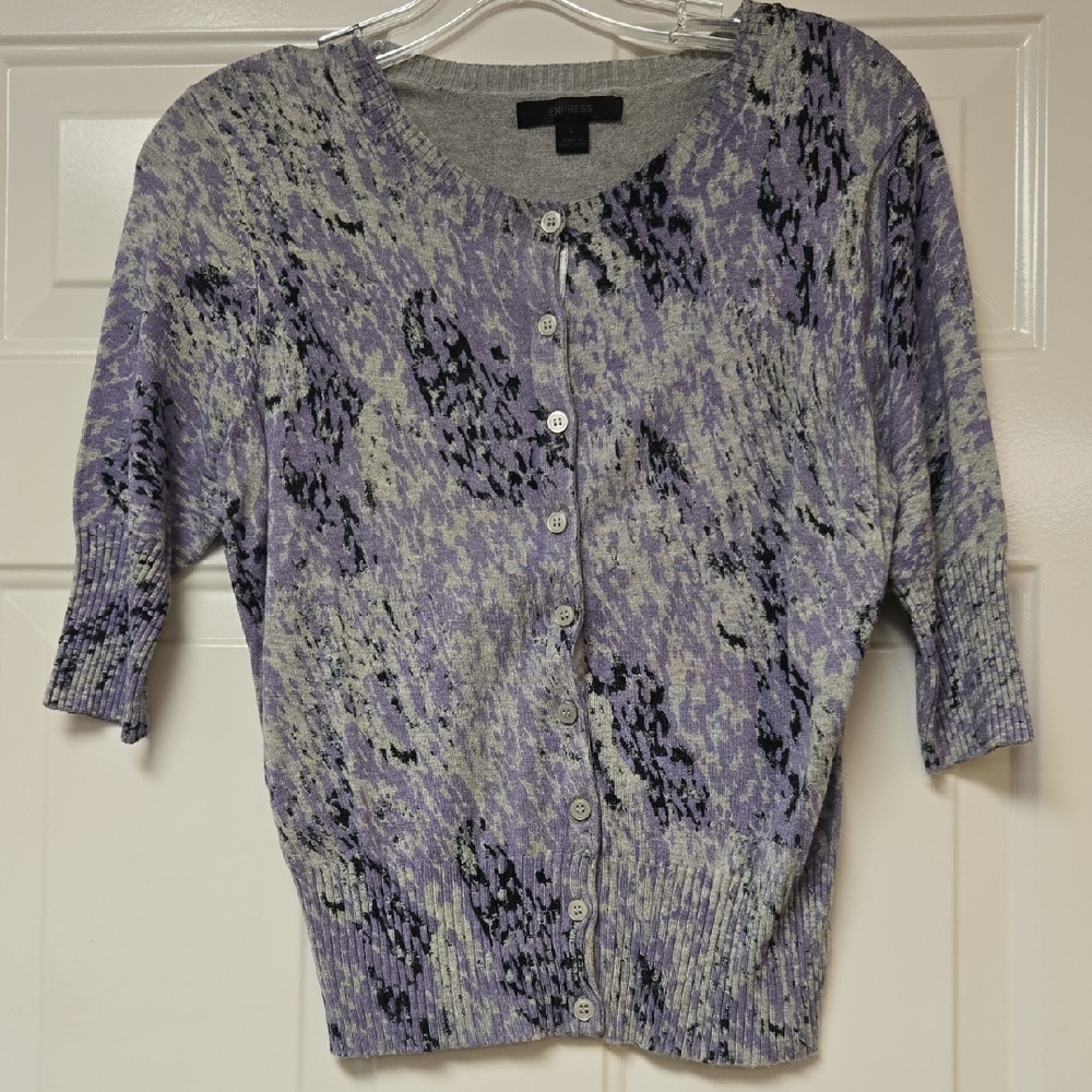 Express Purple and Gray Women's Cardigan